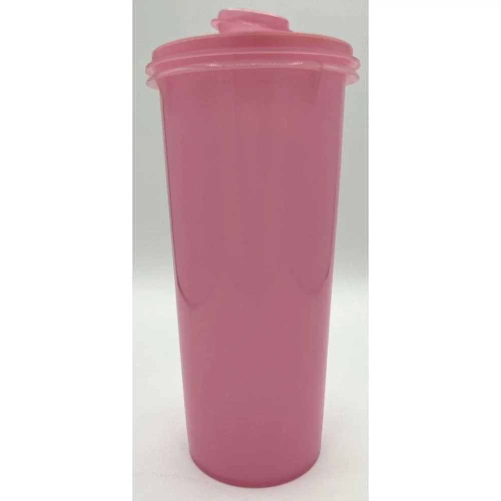 Vintage Tupperware Tall‎ Cannister 232-3 & Lid 603-4 Pink SKU U149